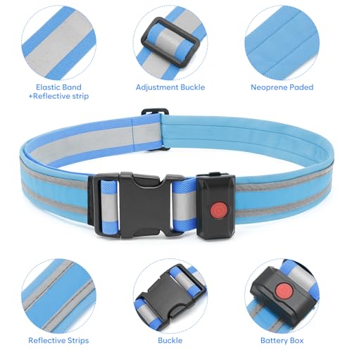 Illumifun LED Running Belt - USB Rechargeable Light Up Sash, High-Visibility Elastic Waistband Light for Running Cycling Hiking Camping Nighttime Activities - color: Royal Blue