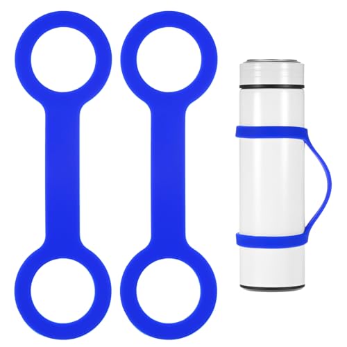 Water Bottle Handle Carrier Strap [2PCS] - Makes Any Cup Handheld Use for Running & Bike & Hiking & Gym - color: Blue