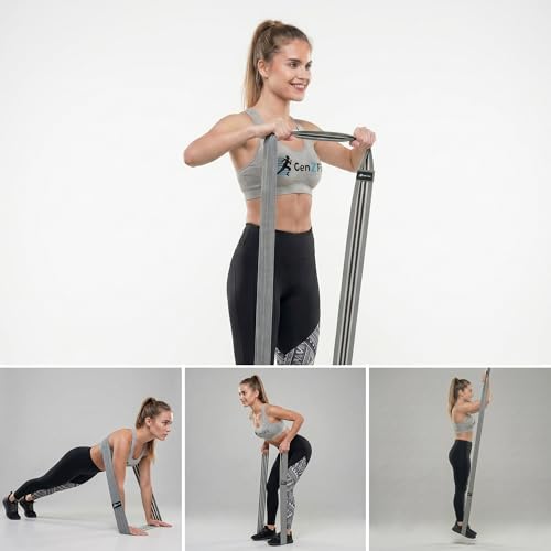 Premium 76" Extra Long Resistance Band for Working Out, 3" Wide Non-Slip Fabric Exercise Band for Stretching, Yoga, Strength Training & Physical Therapy - color: Grey