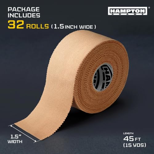 Hampton Adams Athletic Tape Multi Pack, Sports Medical Grade, Easy Tear - color: Beige (32 Pack)