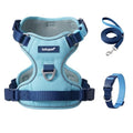 Dog Harness and Leash Set with Collar, No Pull Reflective Pet Vest Harness with Control Handle for Medium Large Dogs Walking and Training - color: Blue, size: M(Neck:18.1-28.3",Chest:21.3-28.3")