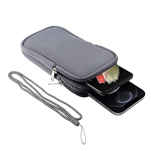 Dual Layer Universal Neoprene Cell Phone Sleeve, Zip Wallet Belt Loop Holster for iPhone 17 16 15 14 13 12 11 Pro Max Samsung Galaxy A17 16 S26 Ultra Google Pixel 10 Pro XL OnePlus 15 (Gray) - color: Gray
