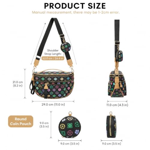 Makes Checkered Crossbody Bag Bum Bag for Women with Pouch - color: Triblack