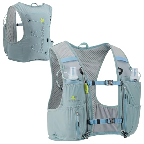N NEVO RHINO Running Vest 5L, Hydration Vest with 2 TPU 500ml Soft Flask - color: blue, size: Large