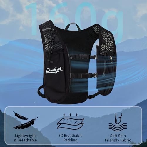 Runlight Running Vest for Women Men, Adjustable Hydration Backpack Breathable Reflective with 1.5L Water Bladder for Hiking, Trail, Running, Marathons, Cycling - color: Black
