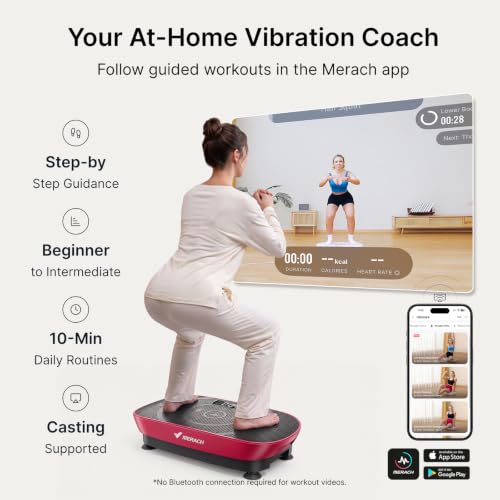 MERACH CV30 Pro Curved Vibration Plate Exercise Machine, Powerful & Quiet - color: Red