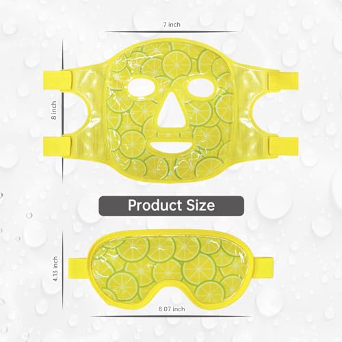 ZNÖCUETÖD Cooling Mask Ice Pack for Face Eye, Hot Cold Compress for Face - color: Lemon Yellow