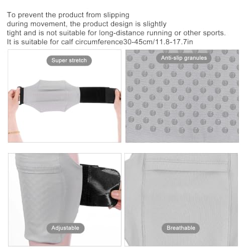 Amabro Leg Phone Holder Non Slip Cellphone Thigh Ankle Wallet Armband Strap - color: Gray, size: 30-45cm