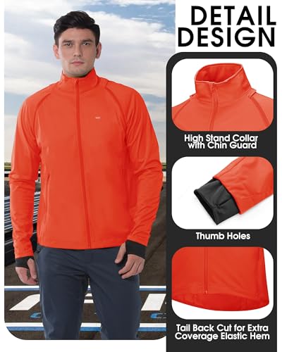 33,000ft Men's Packable Cycling Jacket Waterproof Running Vest Outerwear - color: Tangerine, size: Large