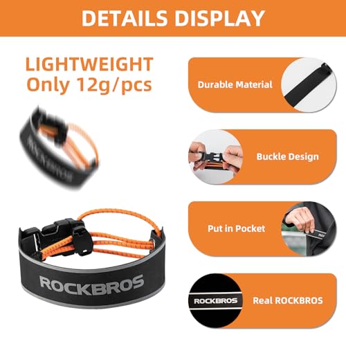 ROCKBROS Bike Pants Strap Cycling Reflective Ankle Bands Adjustable Pant Leg Straps for Biking Cuff Wrist Ankle Bands Backpack Strap for Running,Walking,Jogging 2 PCS