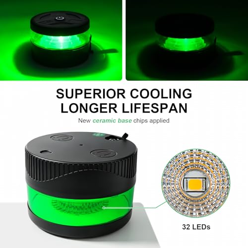 NeaLia Magnetic Wireless Beacon Light, USB-C Strobe Light, Green - color: Green