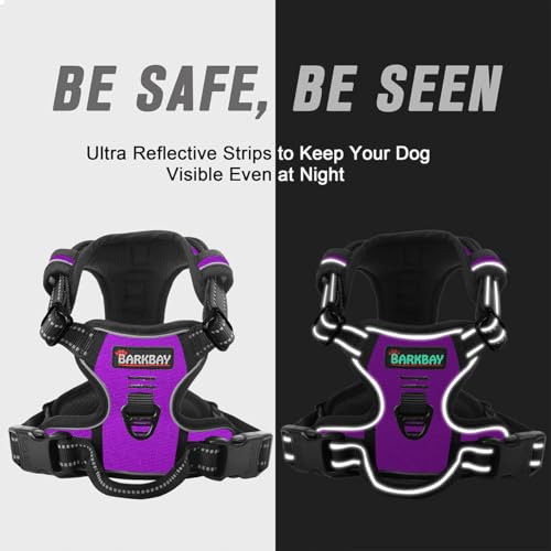 BARKBAY Dog Harness No Pull for Small Sized Dog Front Back Clips,Dog Vest - color: Purple, size: X-Small(Chest:15.5-19.5”)