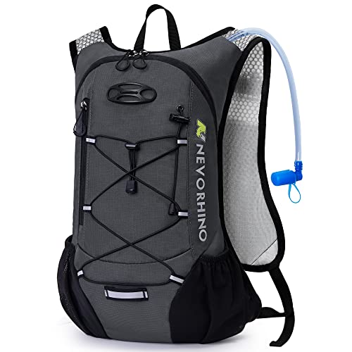 Lightweight Hydration Backpack, Running Backpack with 2L Water Bladder - color: Plaid Dark gray