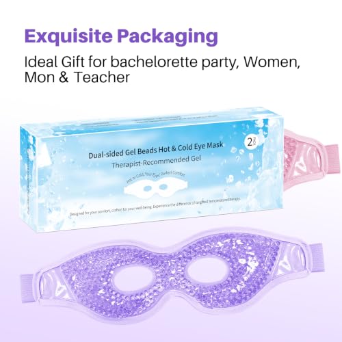2PCS Gel Eye Mask Reusable Hot Cold Compress Pack Eye Therapy,Therapeutic Gel Eye Spa Pad for Puffiness/Dark Circles/Eye Bags/Dry Eyes/Headaches/Migraines/Stress Relief-Purple&Pink - color: Purple&pink
