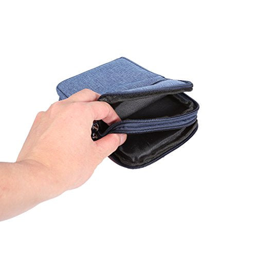 Small Cell Phone Holster with Belt Loop, Men Mobile Phone Belt Clip Pouch, Men's Bag Zippered Phone Belt Holder Phone Case with Clip Bumbag Protector Waist Pouch Wallet with Carabiner Hook Belt Loop - color: Blue