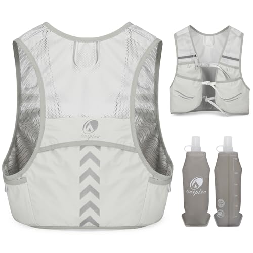 Hydration Running Vest with 2pcs 500ml/17oz Water Bottles, M/L - color: Gray, size: M: 27.6" - 43.3"