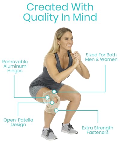 Vive Hinged Knee Brace - Relieves ACL, MCL, Meniscus Tear - Lightweight - color: Beige, size: Medium
