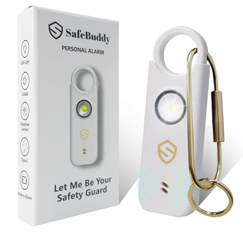 Personal Alarm for Women, Men, Kids, Elderly, Self Defense - Designed by Women 140DB Extra Speakers Alarm with Strobe Light, Rechargeable, Safety Alarms and Premium Keychain (Pure White) - color: Pure White