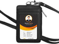 bolimoss Lanyard with Wallet,Badge Holder with Zipper,Zip Id Case Wallet with BreakawayLanyard for Cards,Cash,Travel,Women,Men (Black) - color: Black