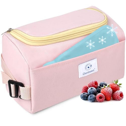 Genteen Small Cooler Bag with Ice Pack,Insulated Lunch & Snack Tote,Light Pink - color: Light Pink