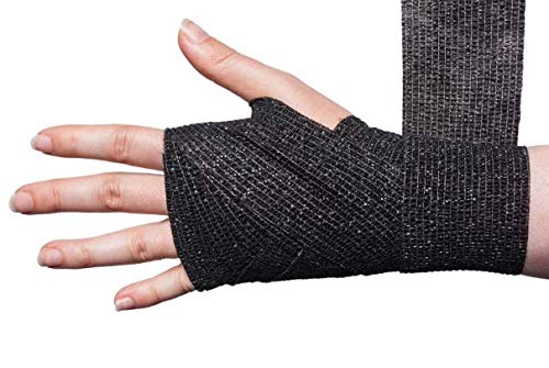 RISEN Cohesive Bandage 2” x 5 Yards, 6 Rolls, Self Adherent Wrap Medical Tape, Adhesive Flexible Breathable First Aid Gauze Ideal for Stretch Athletic - color: Black, size: 6 Count (Pack of 1)
