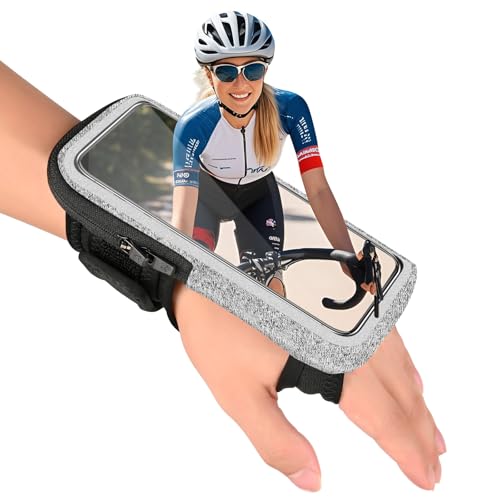 Wristband Phone Holder for Running, Running Armband with Card Slot for iPhone Pro Max Plus (16/15/14/13/12/11/X/XR), for Galaxy S24/S10, Cell Phone Armband Up to 7.0'' Phone - color: Grey