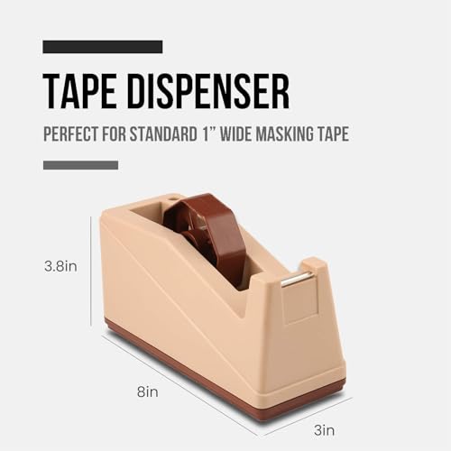 Lichamp Desktop Tape Dispenser Holder with Large 3 inch Core for Masking, Heat Transfer, Painters, Freezer and Kitchen Tape (Pack of 3) - size: 8 x 3 x 3.8 inches (Pack of 3)