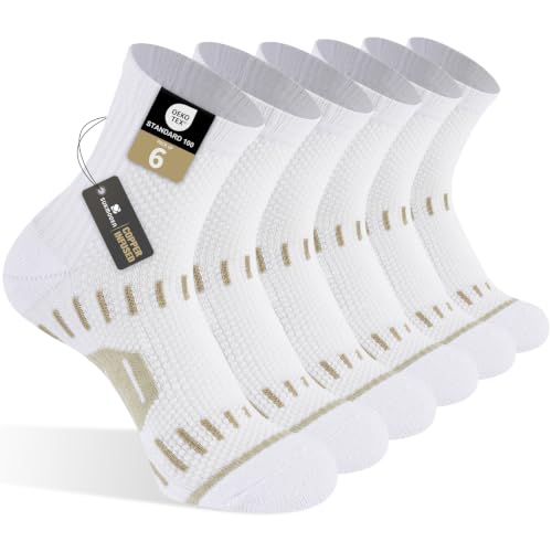 6 Pairs Copper Ankle Compression Socks for Men and Women - color: White*6, size: Large-X-Large