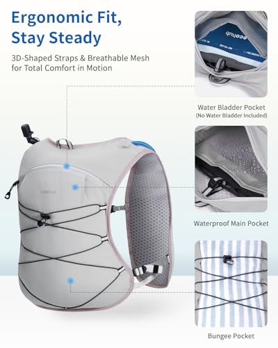 ECOHUB Running Hydration Vest Backpack, Lightweight Hydration Pack Bag Daypack for Hiking Cycling Marathon Backpack Vest for Women Men (No Bladder Included)