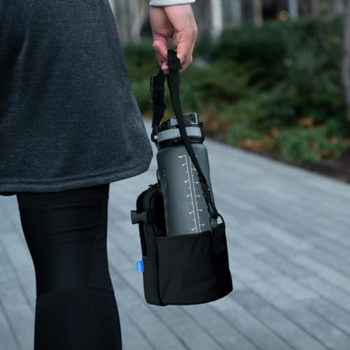 Xxerciz Water Bottle Carrier Bag with Phone Pocket Crossbody Sports Water Bottle Sling Pouch Holder with Adjustable Shoulder Strap, Universal Water Bottle Accessories for Walking Hiking