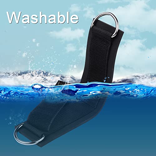 1 Pair Adjustable Fitness Ankle Strap with Double D-Ring - color: Black