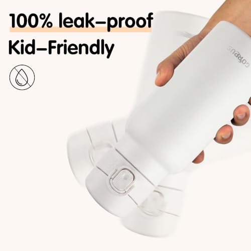 GOPPUS 17oz Kids Insulated Water Bottle, Leak-Proof Flip Lid & Carry Handle - color: White