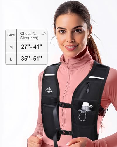 ISEYOU Running Vest for Women Men, Reflective Hydration Vest with Adjustable Waistband & Phone Pocket, Lightweight Breathable Running Water Vest for Jogging Hiking Trail Cycling and Marathon Race - size: Medium