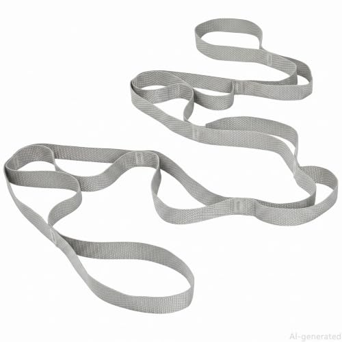 10 Loop Yoga Stretching Strap for Physical Therapy - Non-Elastic Exercise Band for Pilates, Yoga, Stretching for Women & Men - color: Grey