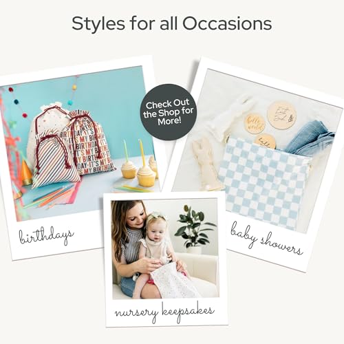 Gather & Knot Drawstring Gift Bags | 20" Large 12" Small | Premium Canvas | Reusable Fabric Wrap for Boy Birthday, Baby Shower | Happy Face - color: Happy Face