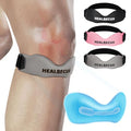 Healrecux Silicone Patellar Tendon Support Strap, Adjustable Non-Slip Patella Band Stabilizer Knee Brace for Jumpers Knee, Tendonitis, Basketball, Volleyball, Squats, Gray