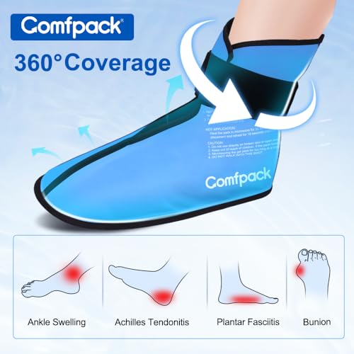 Comfpack Foot Ankle Ice Pack Wrap for Plantar Fasciitis, 2 Packs - size: L Blue - 2Packs