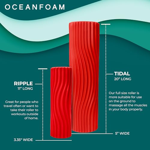 Oceanfoam Tidal Roller - Muscle Massage Foam Roller for Exercise (Red) - color: Red