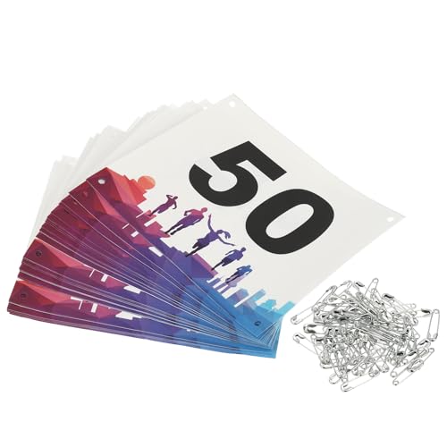 PATIKIL Tearproof Running Bib Numbers Waterproof Race Competitor Numbers with Safety Pin for Marathon - style: 1-50