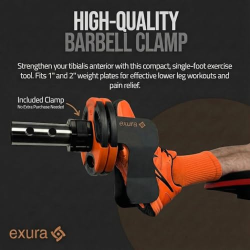 EXURA Tib Bar Tibialis Trainer, Adjustable to Any Foot Size, 1" & 2" Plates