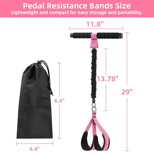 Pedal Resistance Band with Handles, Detachable Foot Pedal Resistance Band with Stainless Steel Buckle, Multifunction Tension Rope for Full Body Workout, Core ABS Legs Arms Glutes Tummy for Home Gym