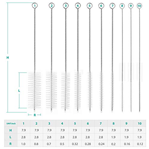 CiaraQ Bottle Cleaning Brushes, 8 Inch Nylon Tube Brush Set - color: White, size: 8.0 Inch (10pcs)