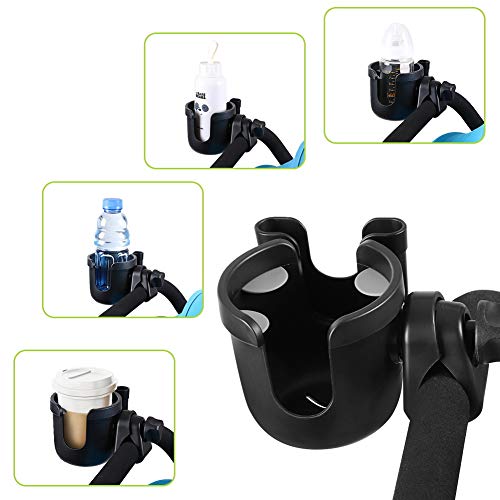 Accmor Stroller Cup Holder with Phone Holder, Bike Cup Holder, Walker Scooter Wheelchair Cup Holder Attachment, Universal Cup Holder for Uppababy Graco Strollers - color: All Black & All Black
