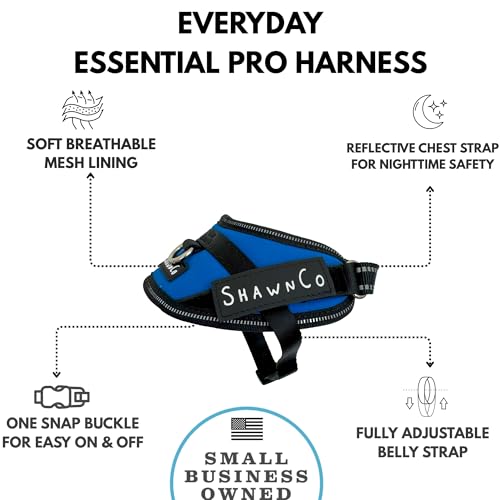ShawnCo Essential Pro Dog Harness, No-Pull Pet Vest (Electric Blue, XS) - color: Electric Blue, size: XS