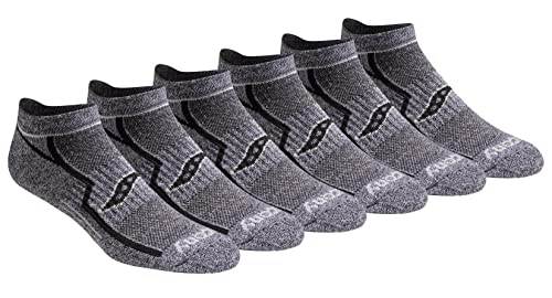 Saucony Men's Rundry Bolt Performance No-show Socks, Available in M-xxl (6, 12, 18 Pairs) - color: Grey Black (6 Pairs), size: Medium
