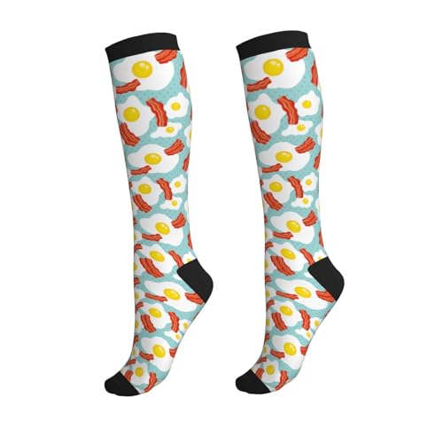 Crazy Fun Compression Socks, Unisex Knee High Support Socks - color: Bacon