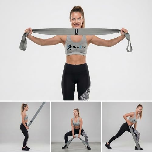 Premium 76" Extra Long Resistance Band for Working Out, 3" Wide Non-Slip Fabric Exercise Band for Stretching, Yoga, Strength Training & Physical Therapy - color: Grey