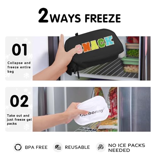 Cerbonny Small Cooler Bag,Freezable Lunch Bag,Built-in ice pack - color: Black - Snack