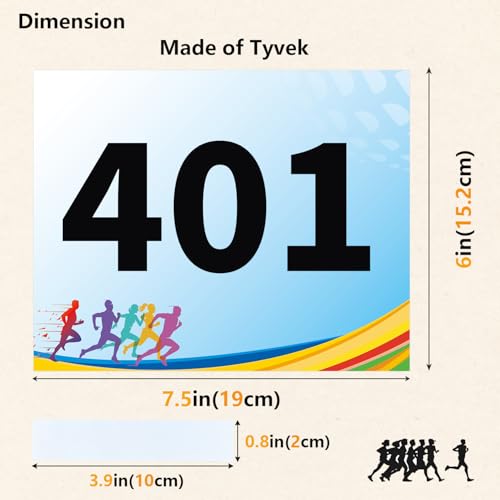 Tyvek Race Bibs Running Numbers Bibs with Race Bib Tape Instead Pins Track Bib Numbers for Tryouts Racing Bibs Audition Numbers for Marathon Runners Events Sports Games - color: Blue[6"x7.5"]401-500