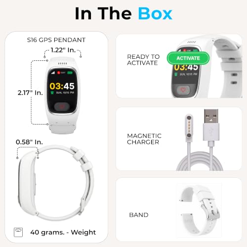 Seculife Medical Alert Smartband for Seniors — Alerts Go Direct to Family, No Call Center | Auto Fall Detection, GPS Tracking, Heart Rate Monitor, 2-Way Calling, SOS Button, Waterproof (White) - color: White